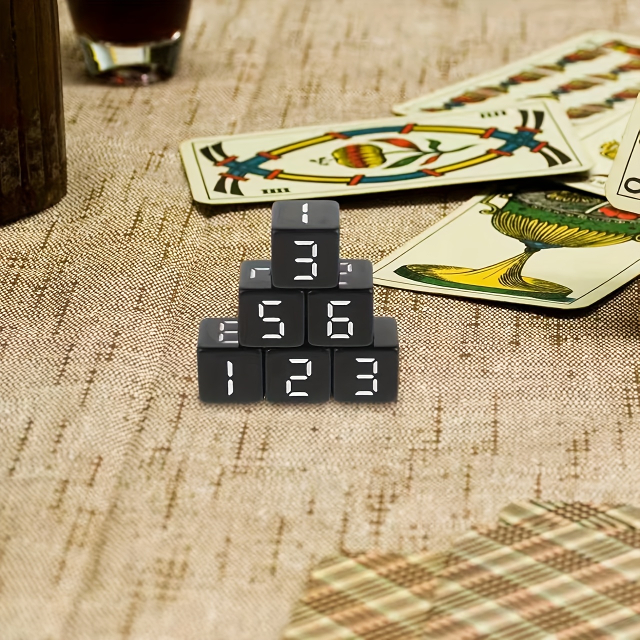 6pcs Acrylic Black Screen Mechanical Number Dice Set